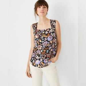 NWT Ann Taylor Batik Floral Back Knot Tank Top Sz M